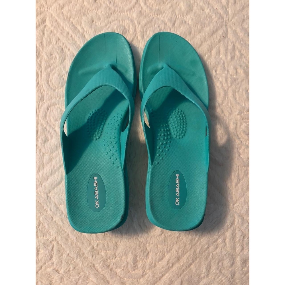 Okabashi Sandals Womens Size Med/LargeTurquoise Flipflops NonSlip Grip USA Made